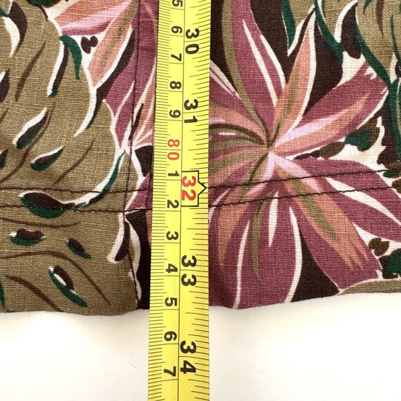 Madewell Goldie Mini Dress in 100% Linen Dark Coffee Tropical Print - Picture 6 of 11